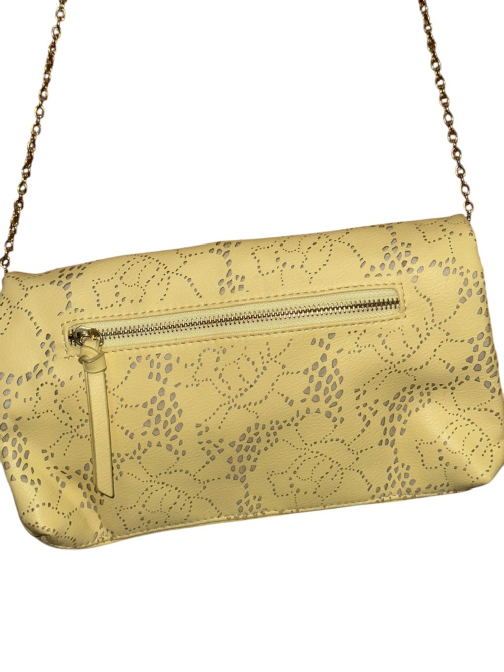 Urban Expressions Yellow Laser-Cut Floral Chain Crossbody
